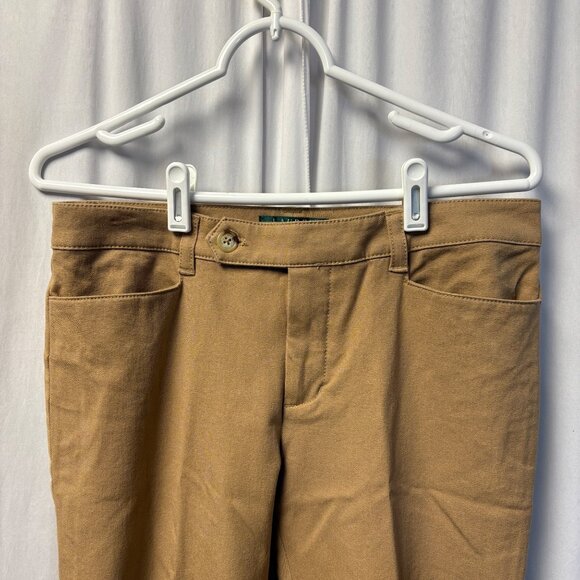 Lauren Ralph Lauren Adelle Womens Tan Trousers Size 6 Straight Leg Pants Stretch - Picture 2 of 9